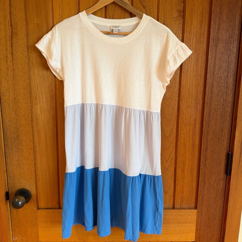 J. Crew Women's Dress in Cream and Blue